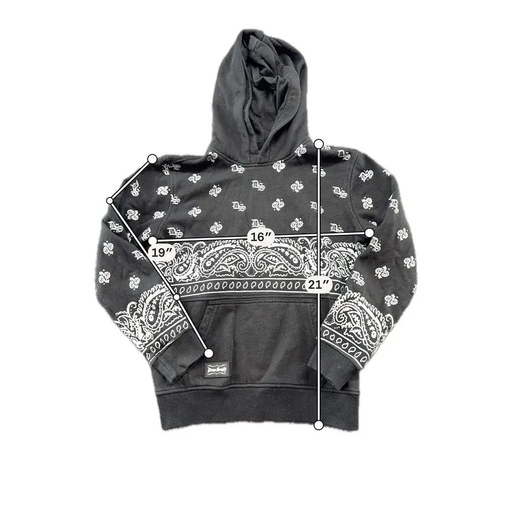 Dogg Supply Hoodie Boys 8 Black Paisley Bandana Graphic Pullover Fleece